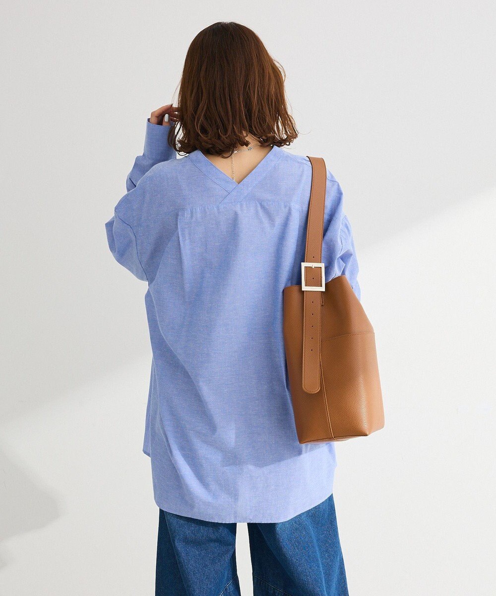 Green Parks 綿麻混Ｖネックオーバーサイズシャツ 