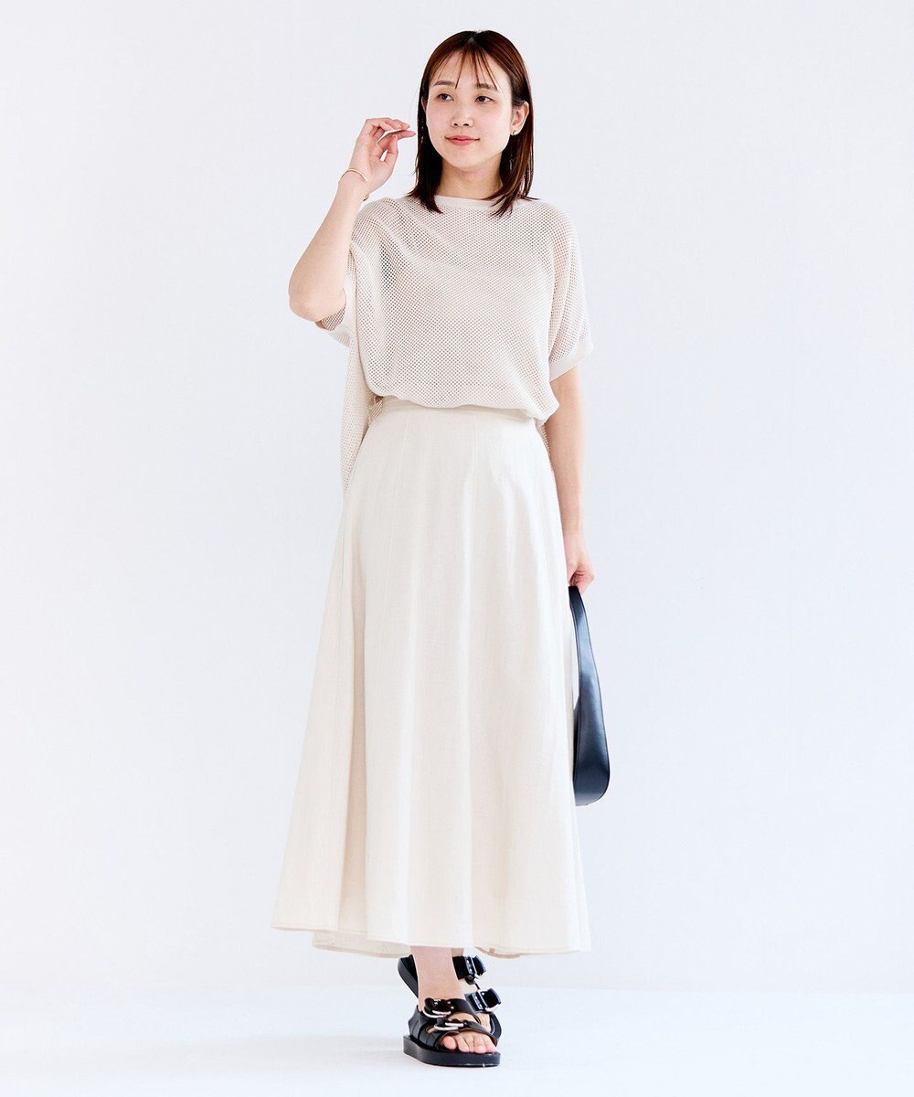 UNFILO リネンレーヨン セミフレアスカート 