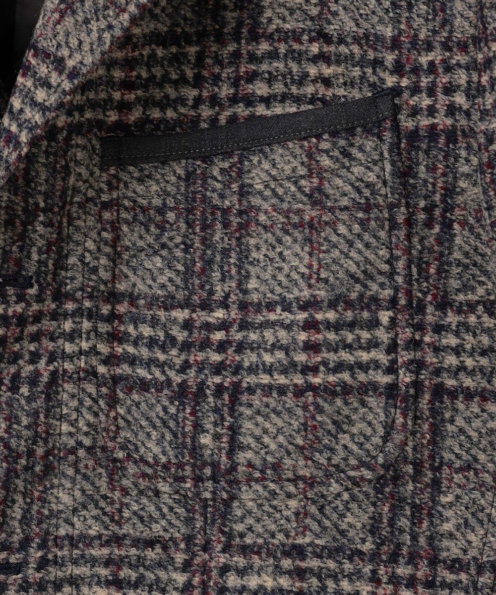 JOSEPH ABBOUD 【イタリア素材/軽量/中綿キルト裏地】スライバーチェックジャージー ジャケット 