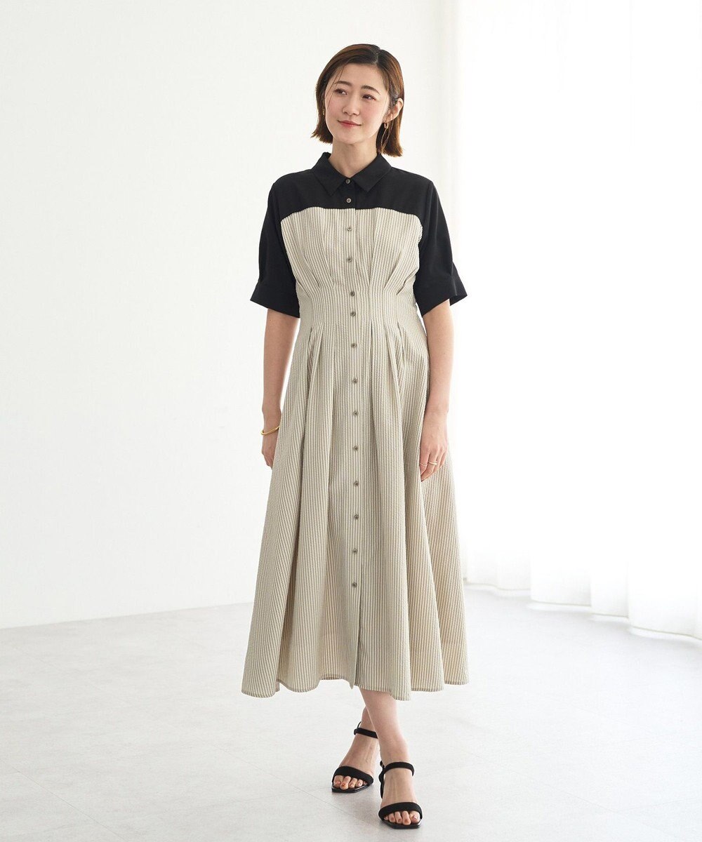 YECCA VECCA ハーフスリーブベアドッキングワンピース 