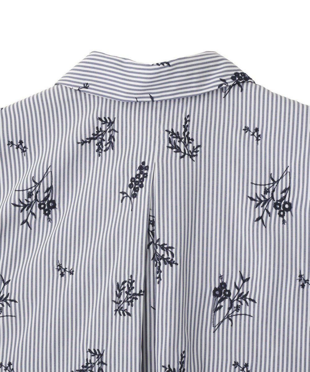 YECCA VECCA ストライプ柄フラワー刺繍シャツ 