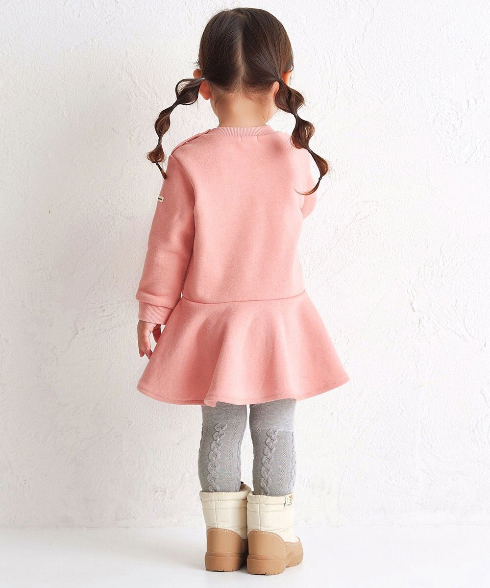 MIKI HOUSE HOT BISCUITS 【80-120cm】ビッグフェイスプリント 裏毛パイル素材 フレアワンピース 