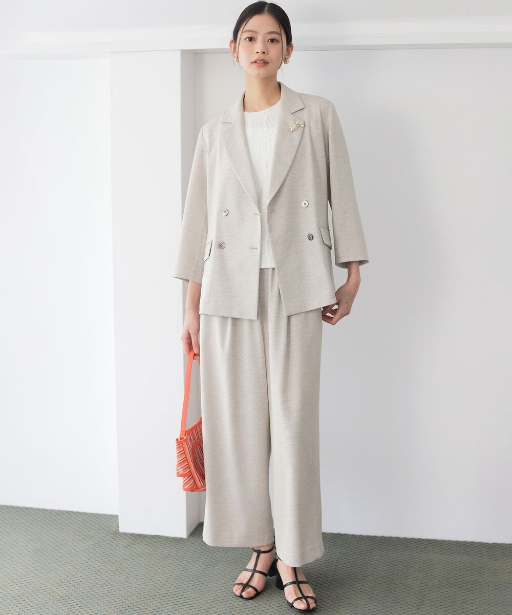 組曲 ライトリネンライクイージーワイド パンツ 