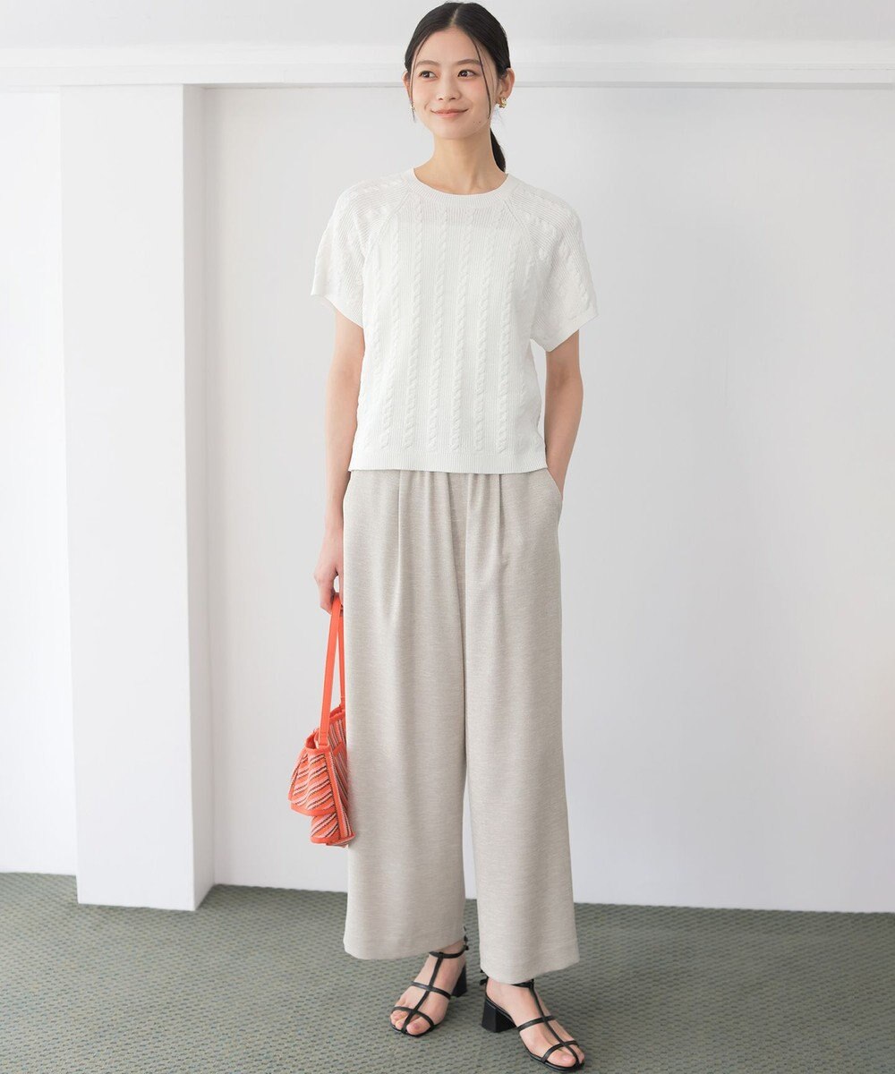組曲 ライトリネンライクイージーワイド パンツ 