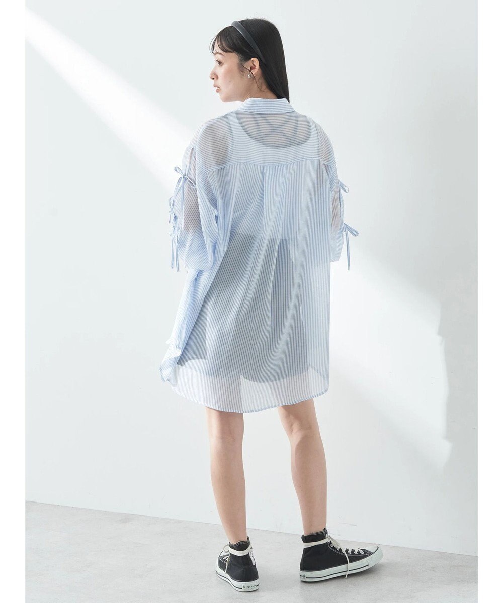 earth music&ecology 袖スリットリボンロングシャツ 