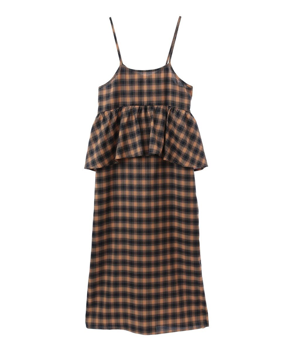 Green Parks チェックペプラムキャミワンピース 