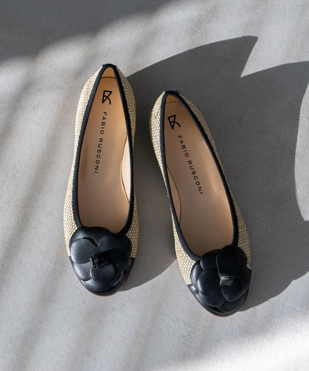 INTER-CHAUSSURES 【FABIO RUSCONI】異素材コンビラウンドトウカメリアバレエ 