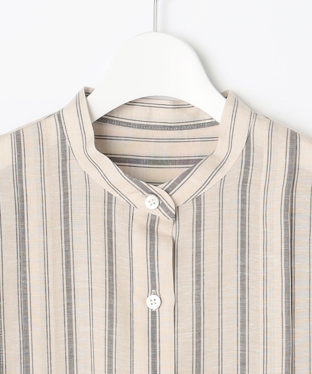 自由区 L 【接触冷感・吸水速乾・洗える】ナチュラルリネンフレア袖 シャツ 