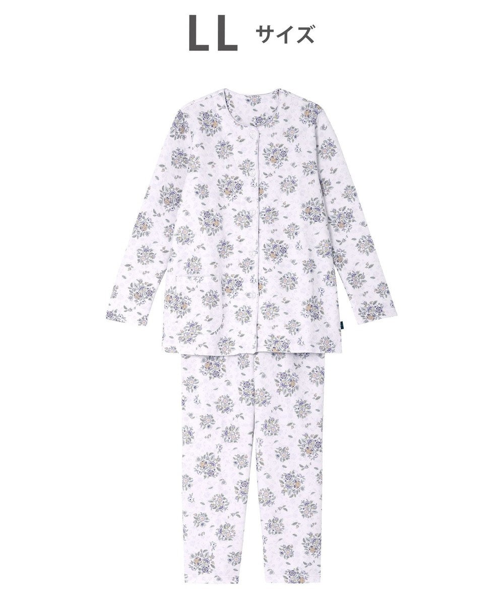 WACOAL ワコール_リラックス＆スリープ パジャマ 長袖 長ズボン 綿100％(表側・肌側) キルトニット素材 ハドンホール 上下セット 前開き ミントン NDW416 /ワコール 