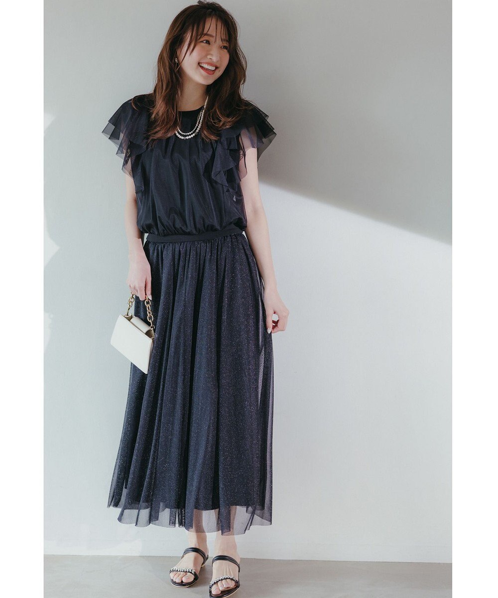 ANY SIS 【スタイリストコラボ】ジレ×ラメチュールスカート セットアップ 