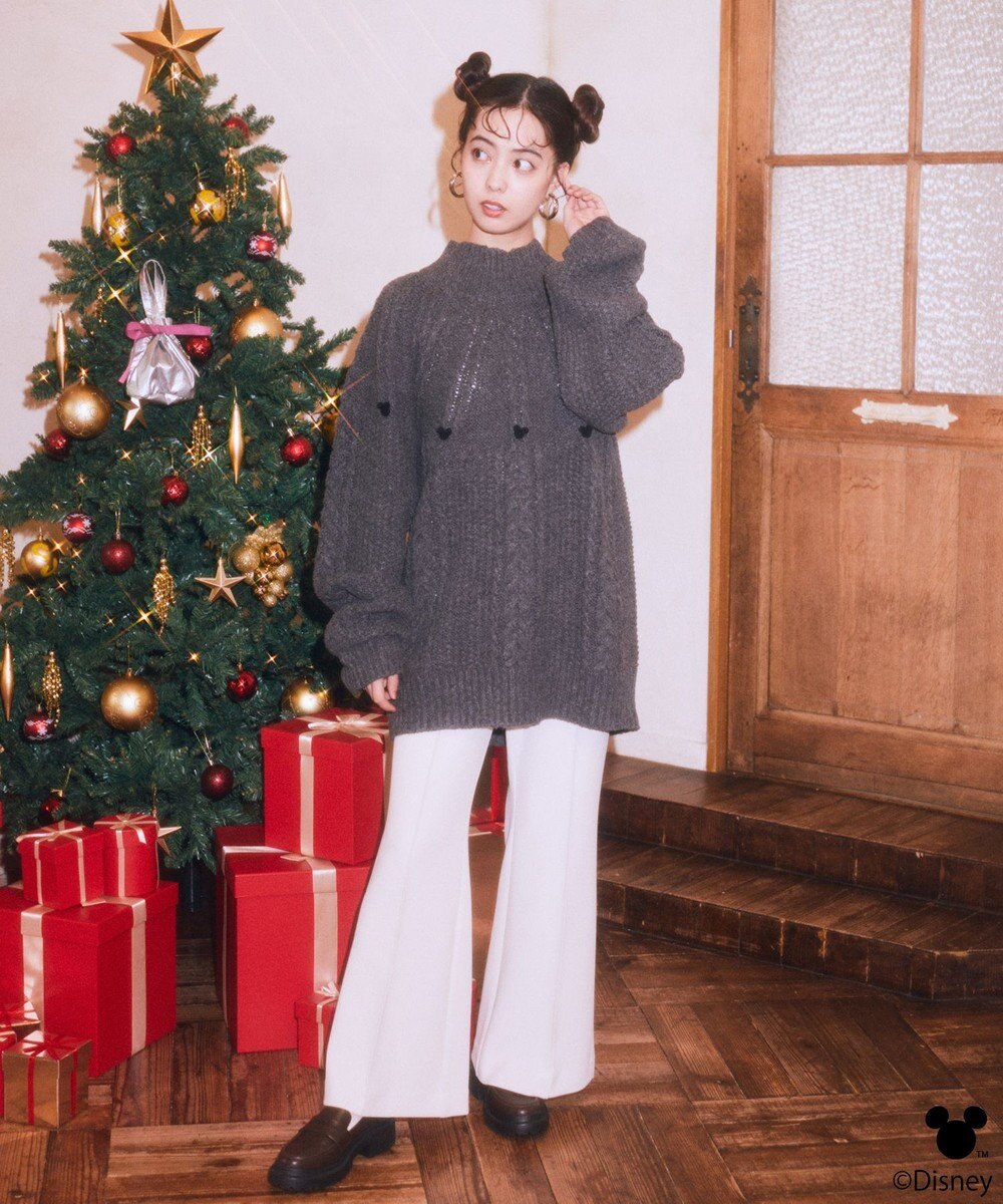 earth music&ecology 【予約】Disney/ポイントミッキーケーブルニット 