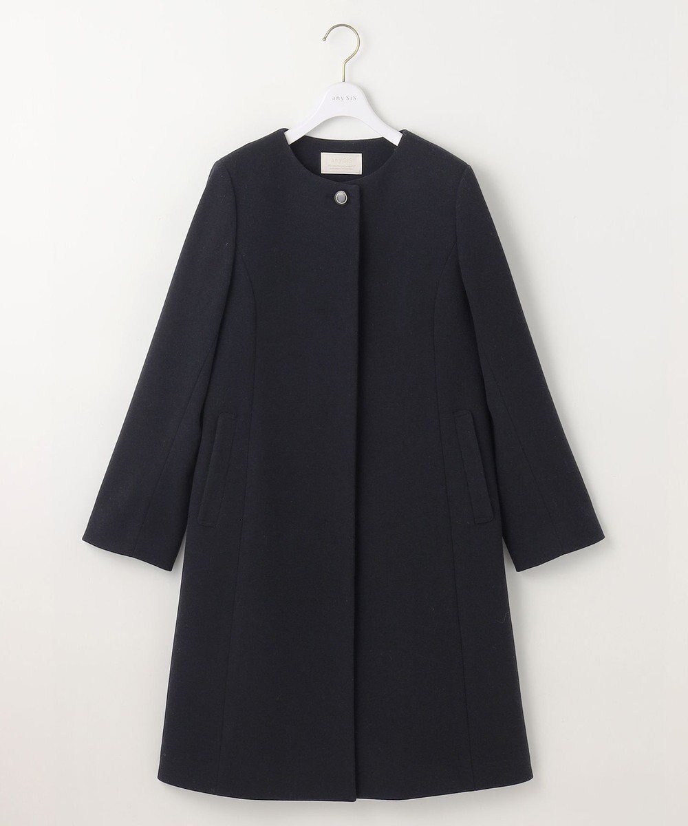 ANY SIS L ウールライクノーカラー ロングコート 