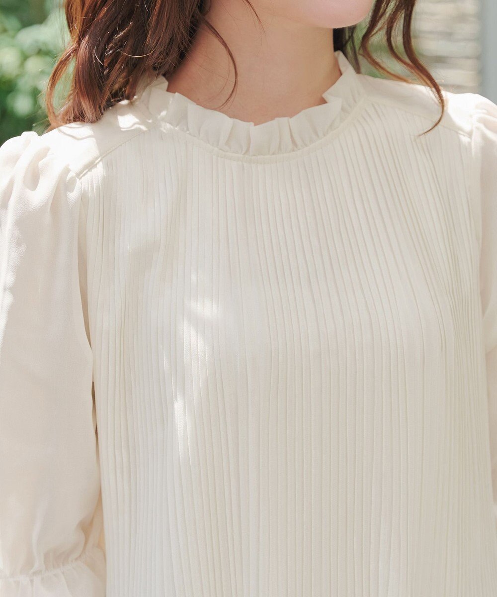 Tiaclasse 【前後2way・洗える】シアープリーツブラウス 