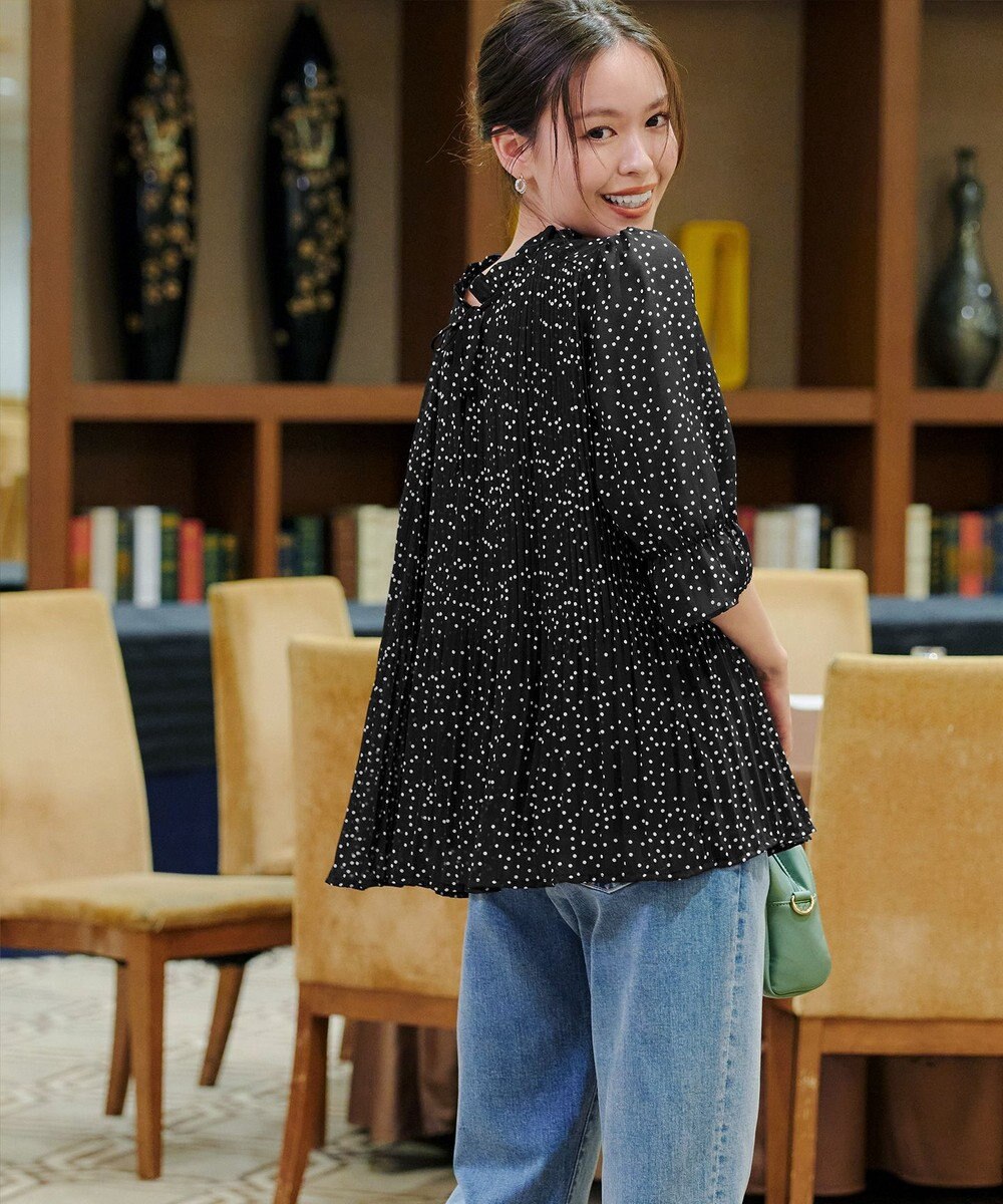 Tiaclasse 【前後2way・洗える】シアープリーツブラウス 