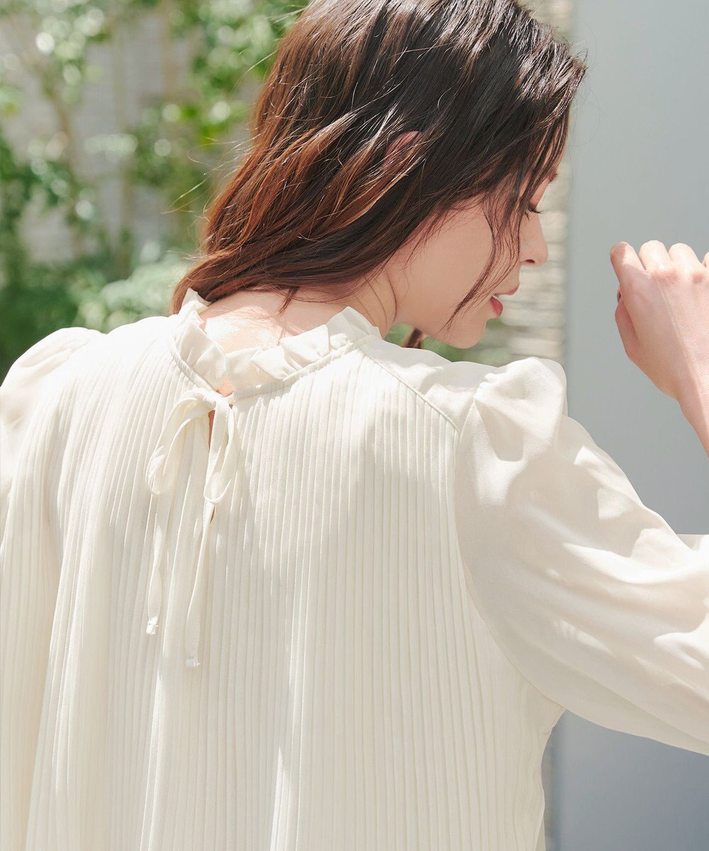 Tiaclasse 【前後2way・洗える】シアープリーツブラウス 