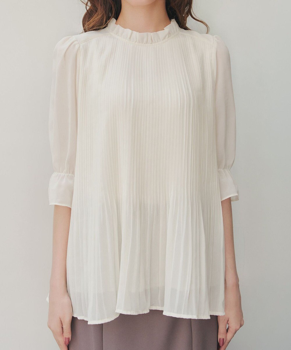 Tiaclasse 【前後2way・洗える】シアープリーツブラウス 