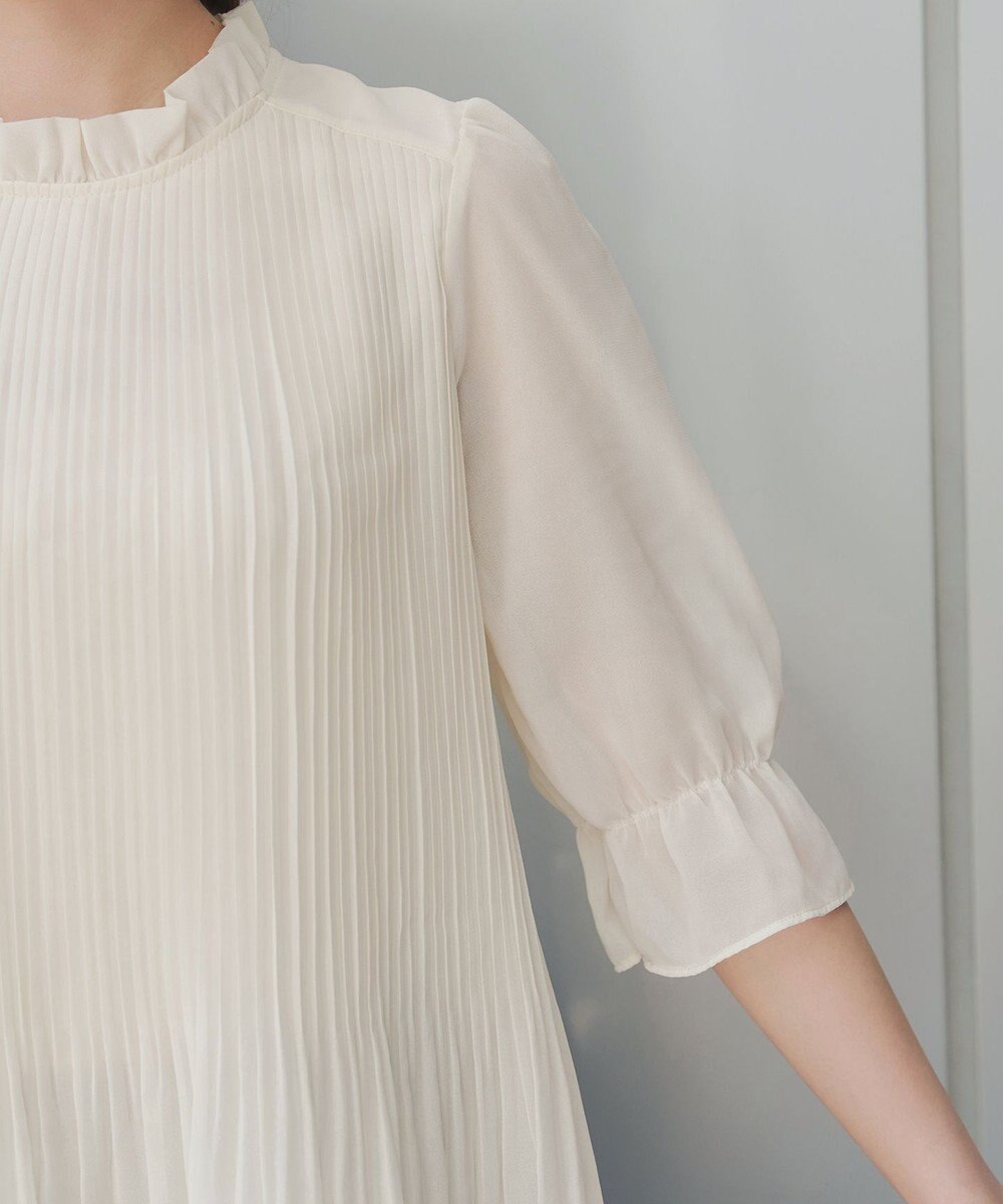 Tiaclasse 【前後2way・洗える】シアープリーツブラウス 