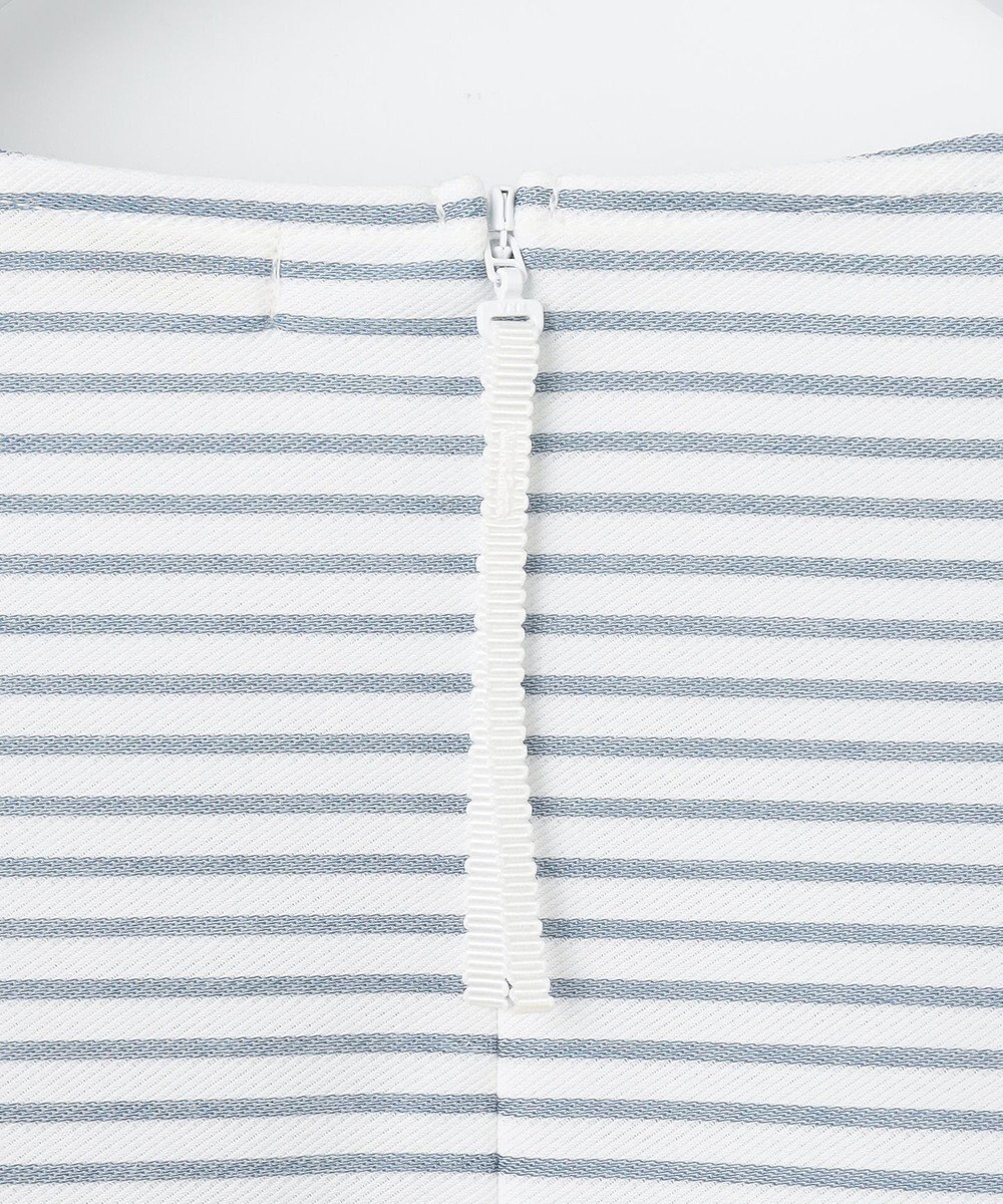 自由区 L 【接触冷感・UVカット・洗える】ストライプコットンハイゲージフォルムスリーブ カットソー 