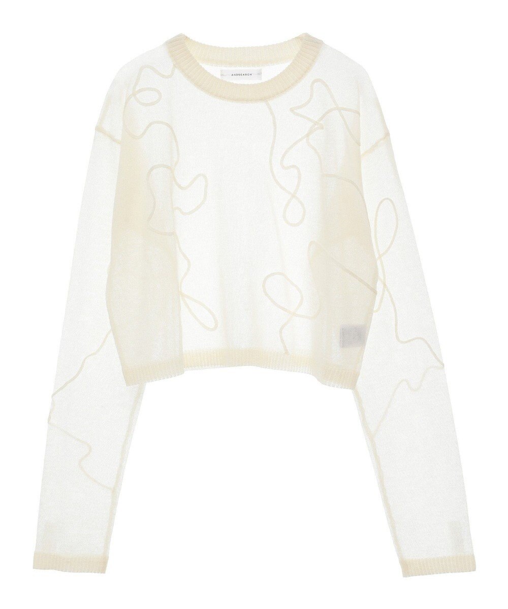 Green Parks ・ＡＮＤＳＥＡＲＣＨ　コード刺繍シアーニット 