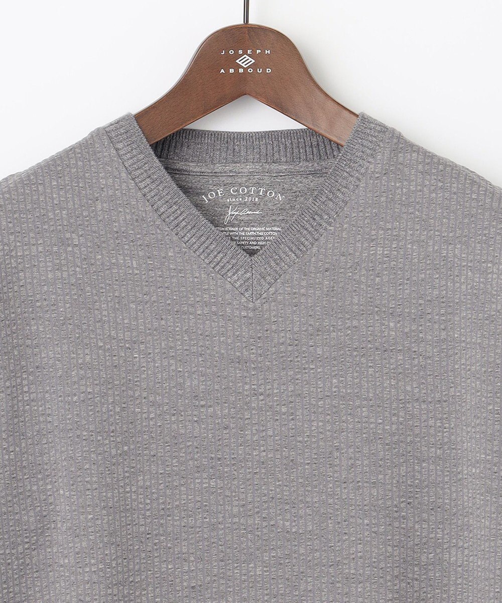 JOSEPH ABBOUD 【オーガニックコットン使用】JOE COTTONサッカーVネック Tシャツ 