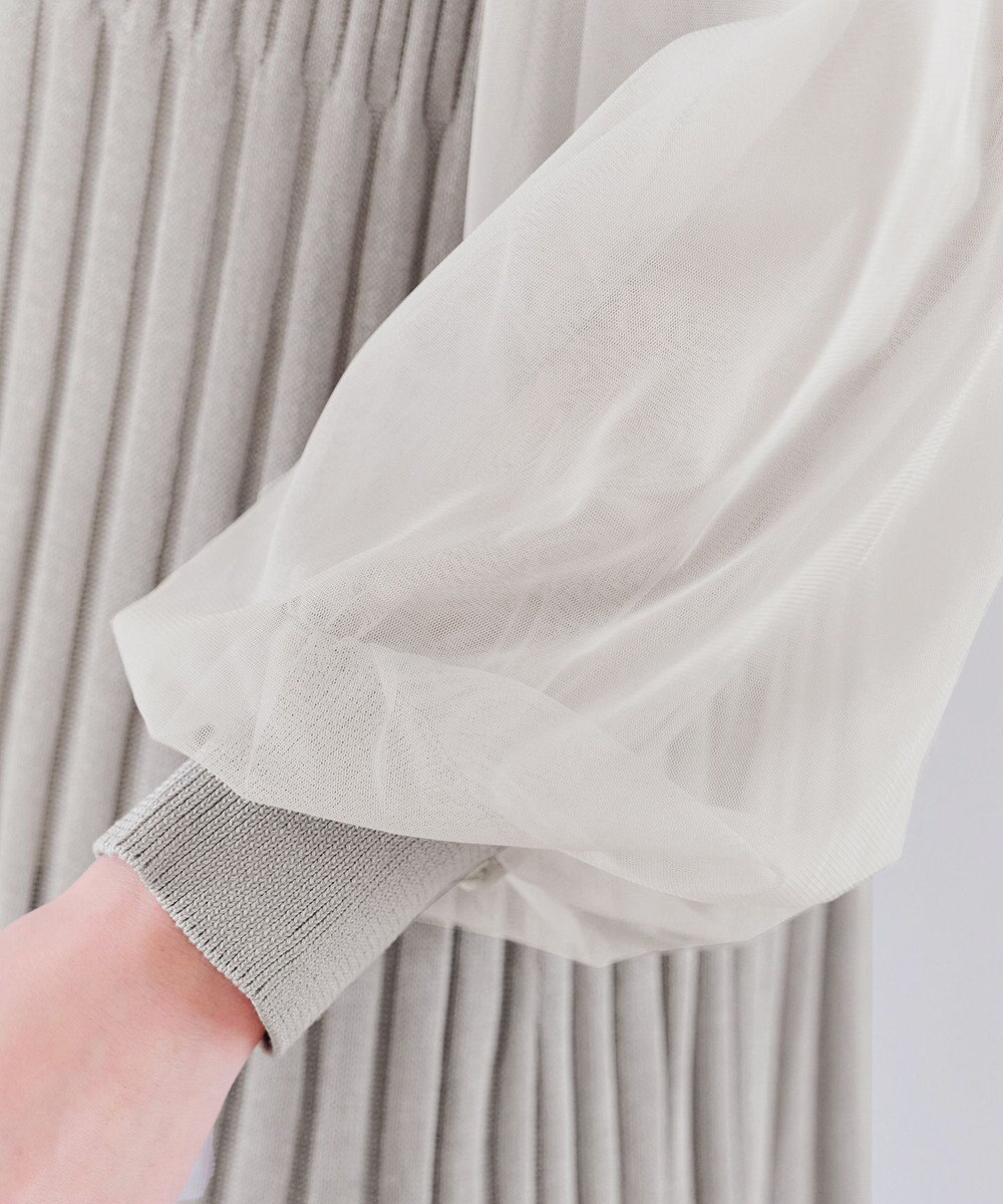 Tiaclasse チュールスリーブニットチュニック 