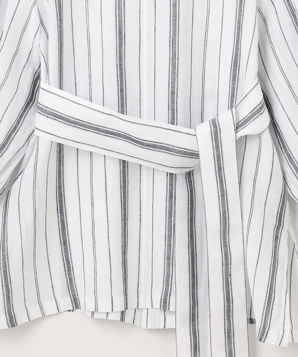 23区 L 【洗える】LIBECO ベルト付き ブラウス 