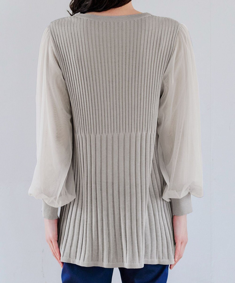 Tiaclasse チュールスリーブニットチュニック 