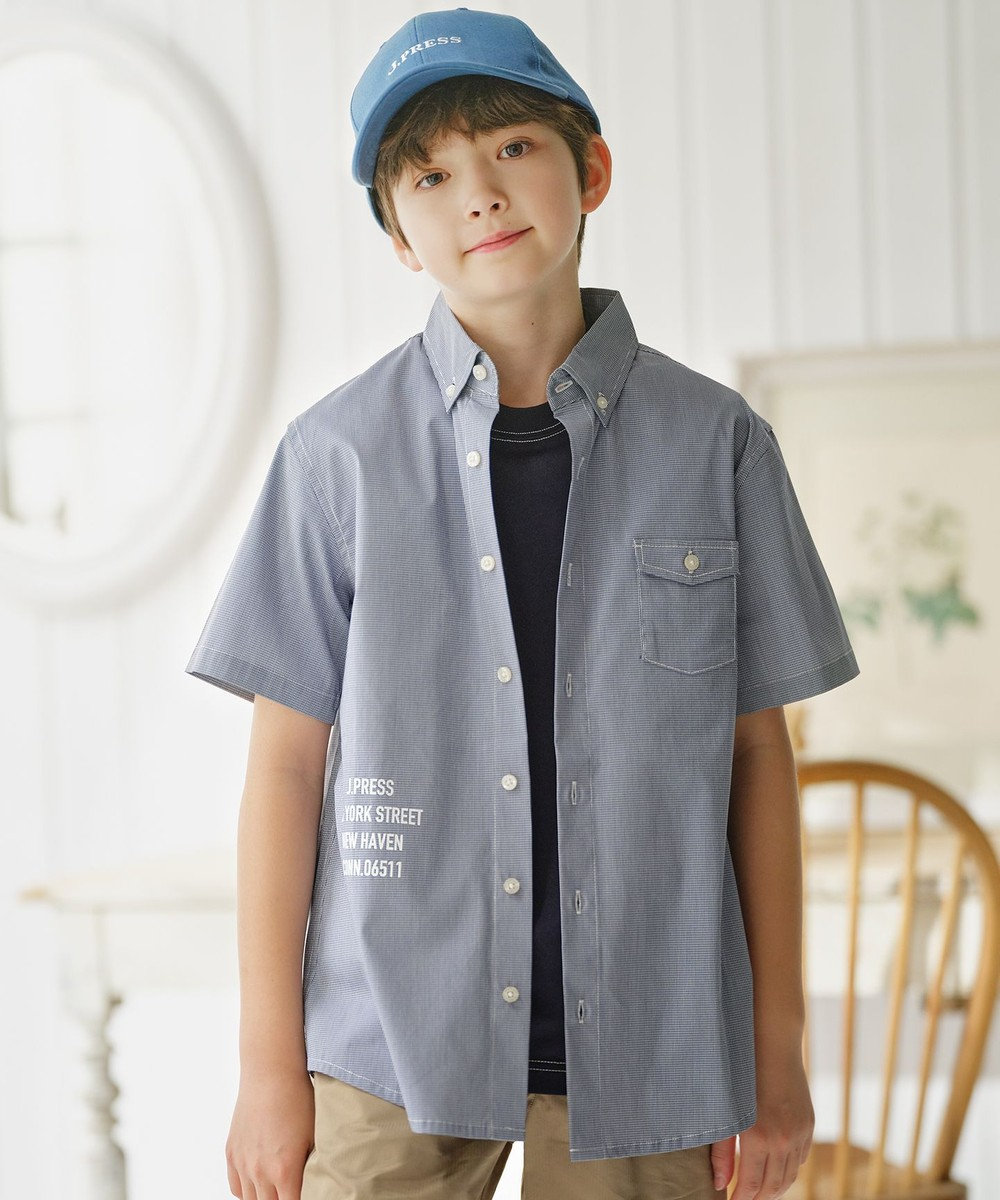 J.PRESS KIDS 【110-130cm】ロゴプリント チェックシャツ ネイビー系3