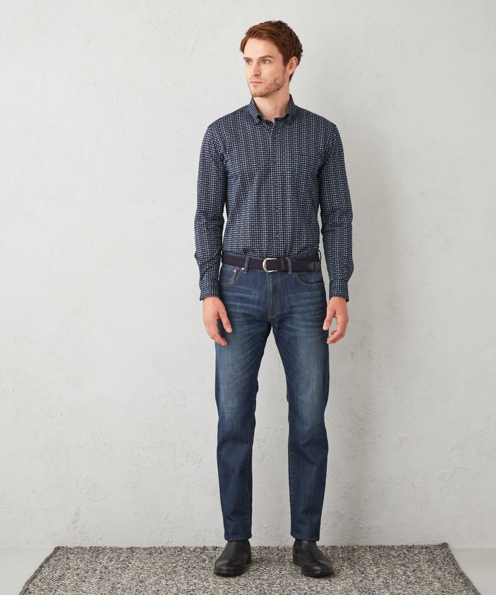 JOSEPH ABBOUD 【快適な着心地】コンパクトジャージー鹿の子プリント シャツ 