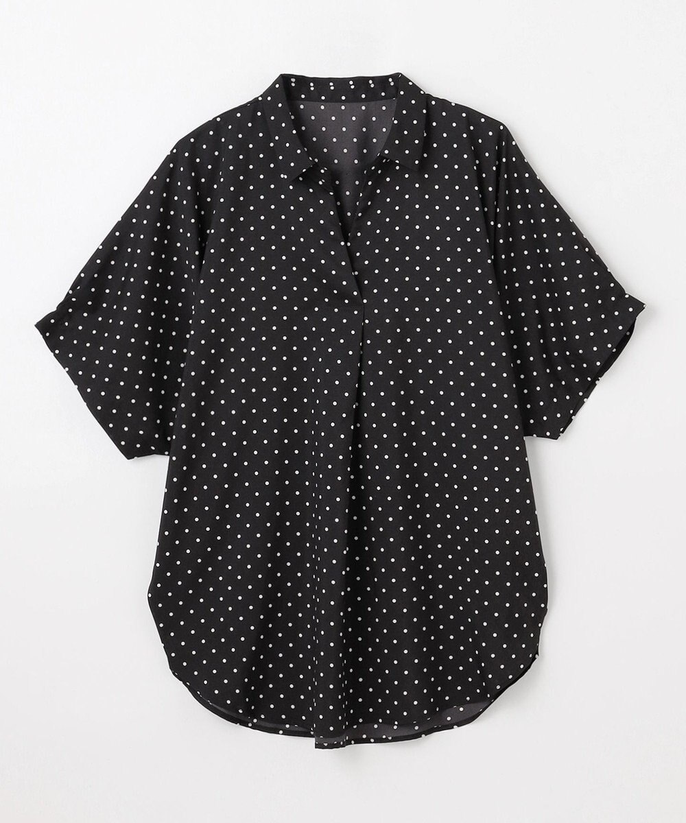 ANY 【新色追加】スキッパーネック袖タックブラウス 