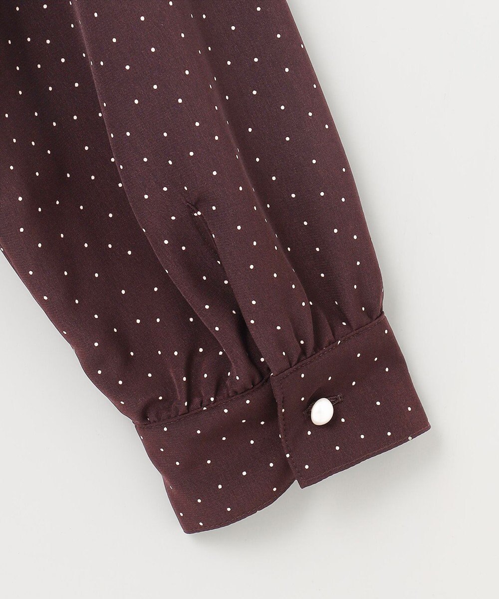 J.PRESS LADIES 【洗える】フェミニッシュパウダー dots ボウタイ ブラウス 