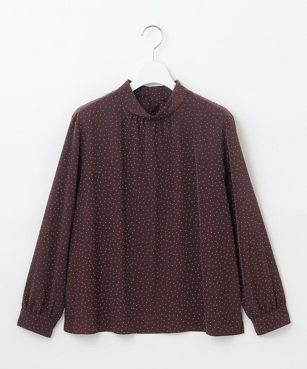 J.PRESS LADIES 【洗える】フェミニッシュパウダー dots ボウタイ ブラウス 