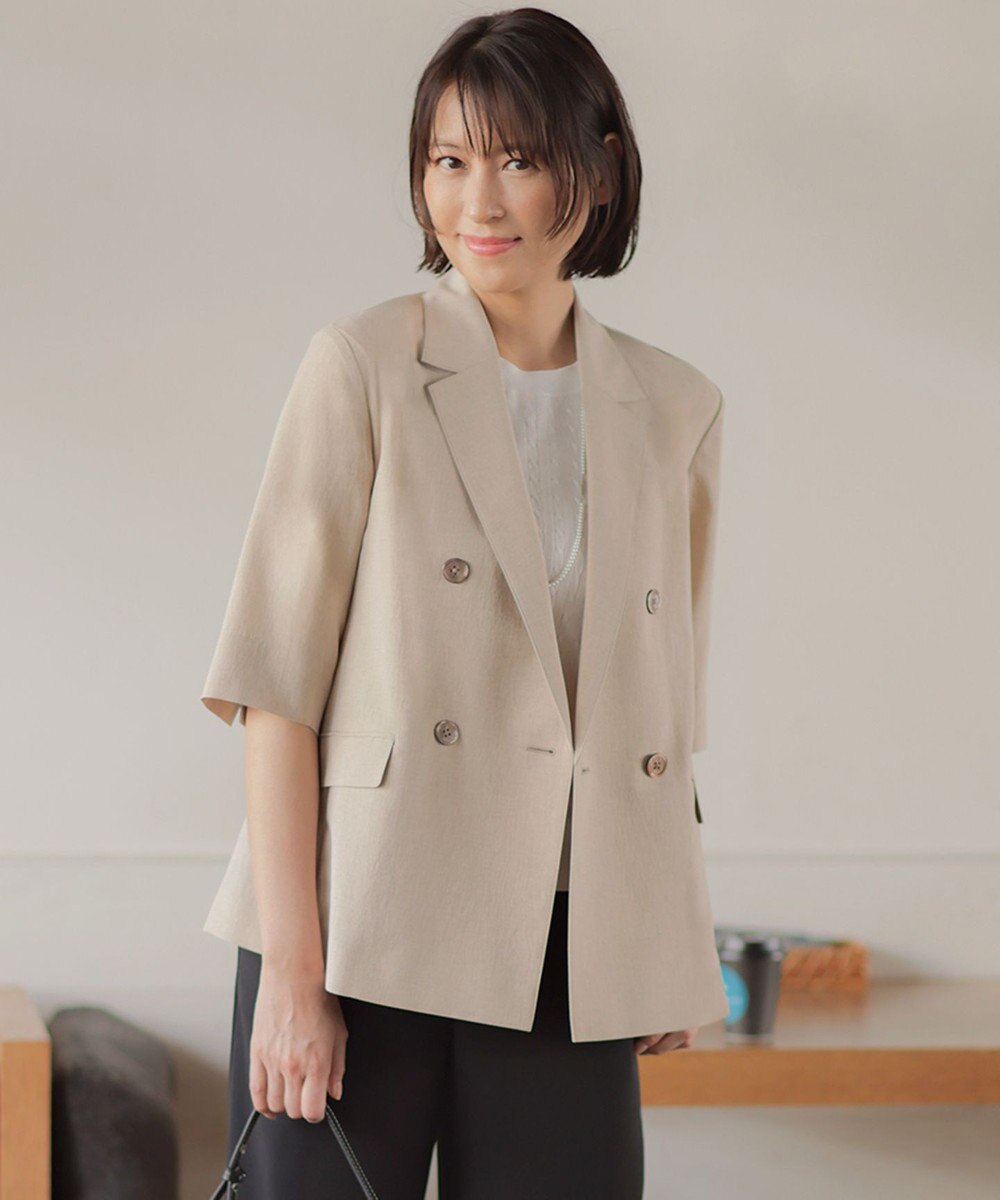 J.PRESS LADIES L BREEZ COOL トロ ハーフスリーブ ダブル ジャケット 