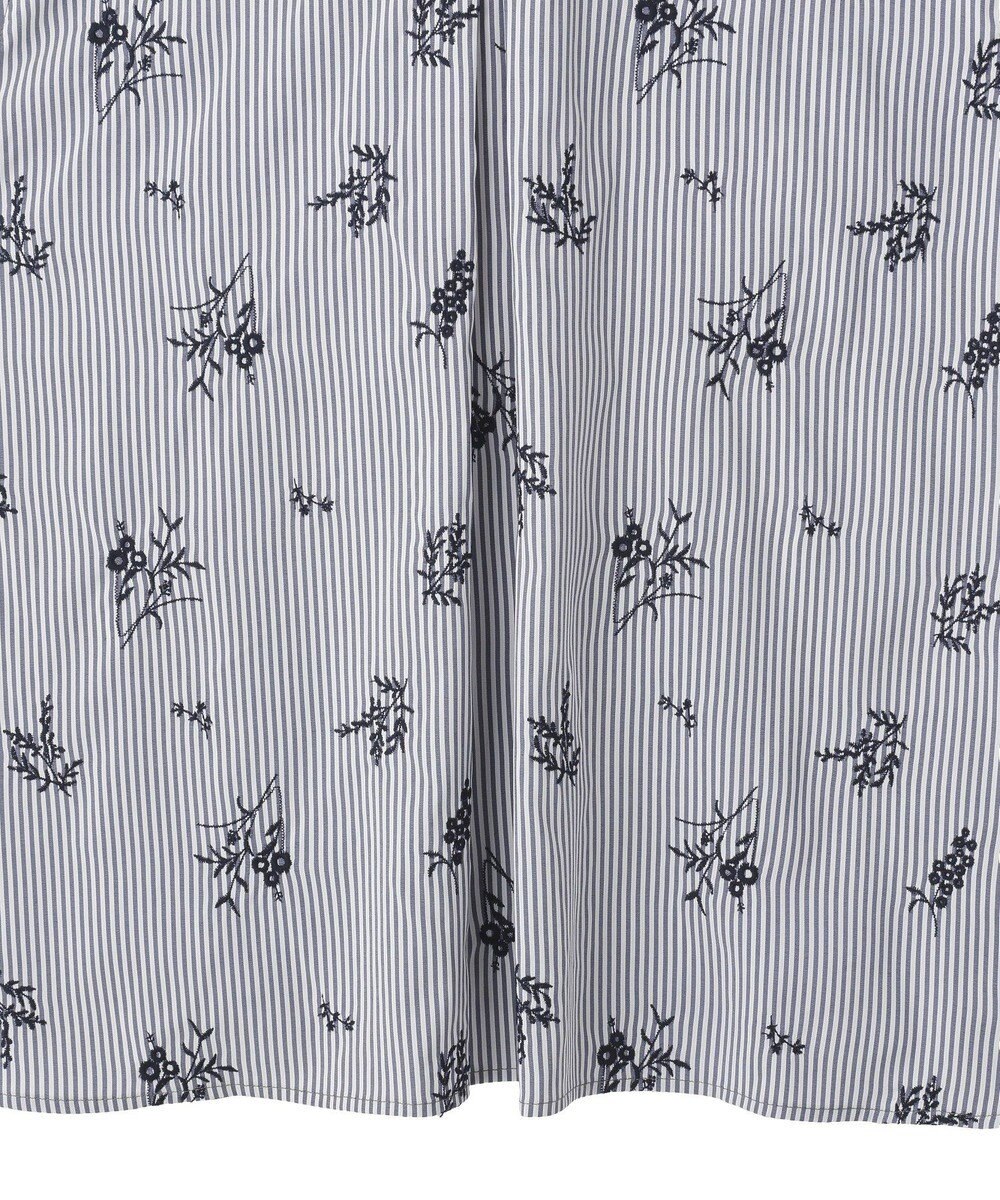 YECCA VECCA ストライプ柄フラワー刺繍シャツ 