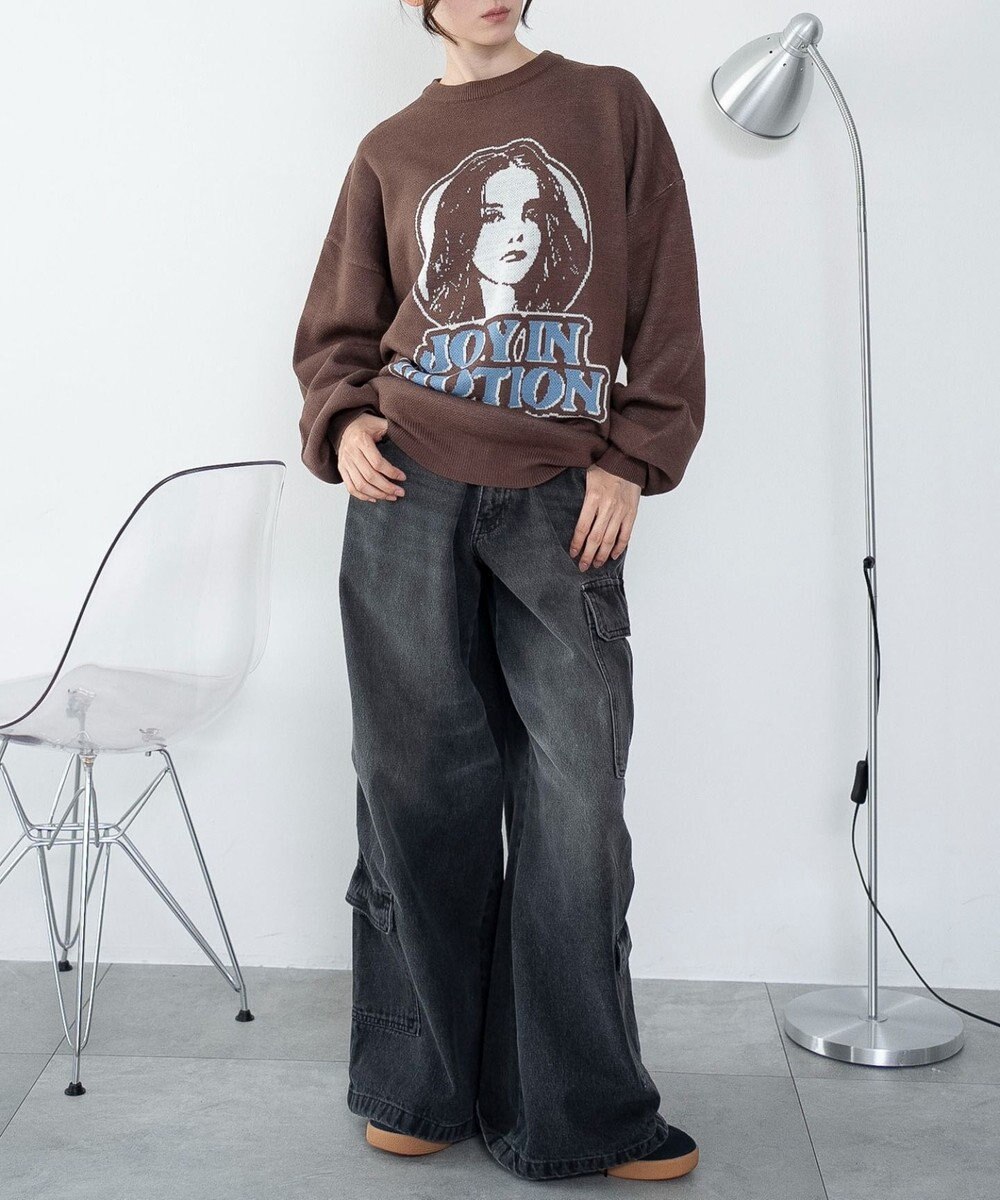 WEGO 【洗える】グラフィックニットBIGプルオーバー 