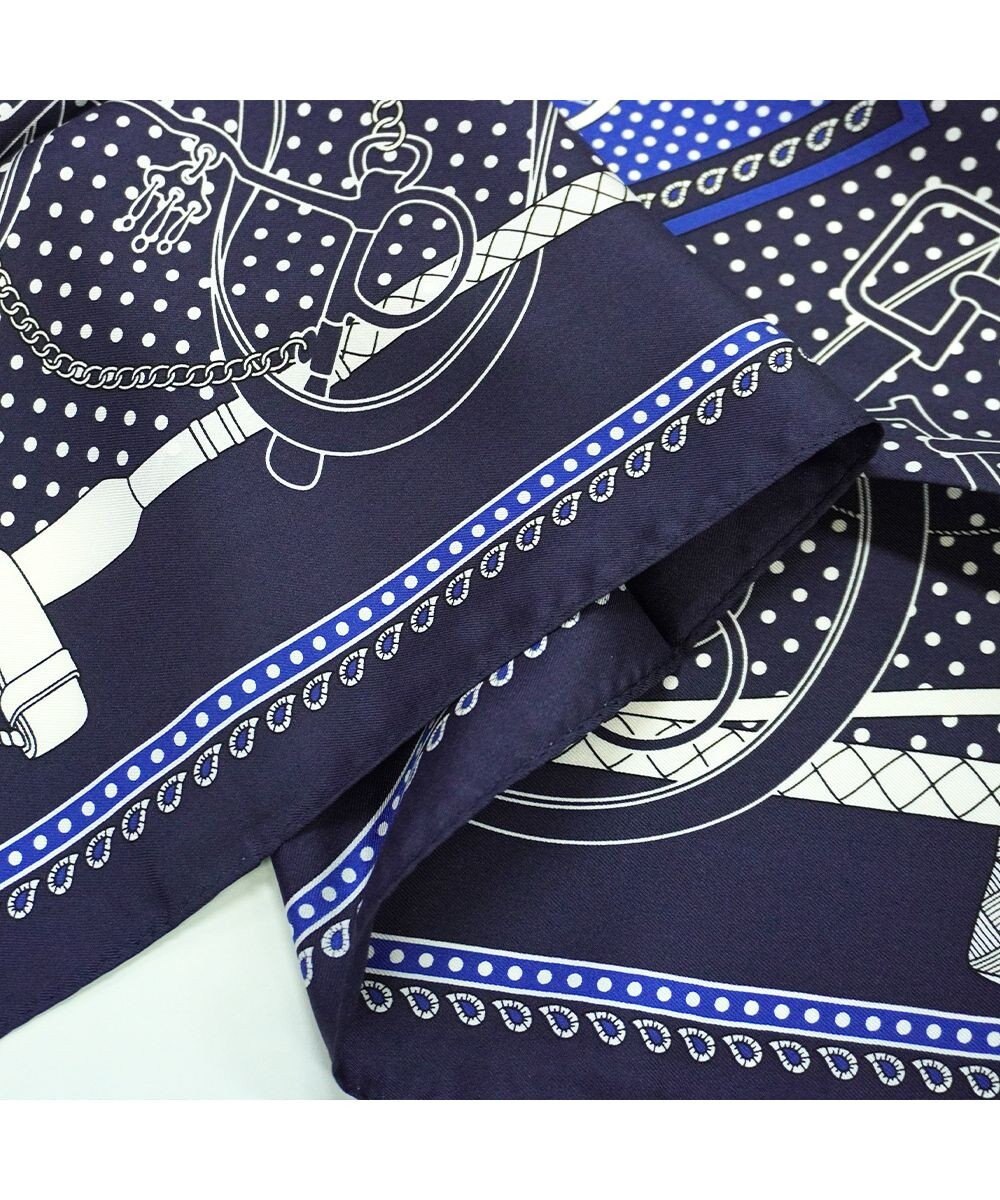 Marca ＜秋の新作＞【Marcaオリジナル】水玉&ベルト 小判 シルクツイル スカーフ 