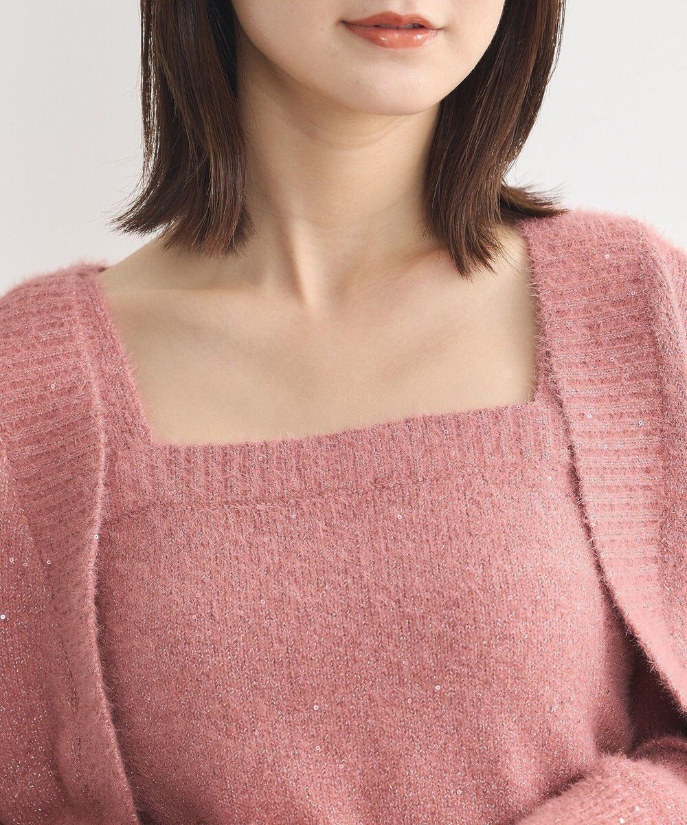 earth music&ecology ＳＥＴ２点スパンコールニットボレロ×タンク 