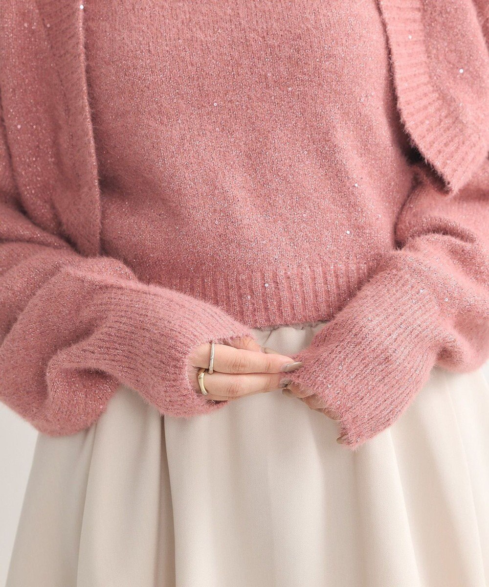 earth music&ecology ＳＥＴ２点スパンコールニットボレロ×タンク 