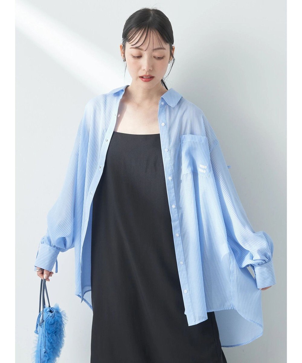 earth music&ecology 袖スリットリボンロングシャツ 