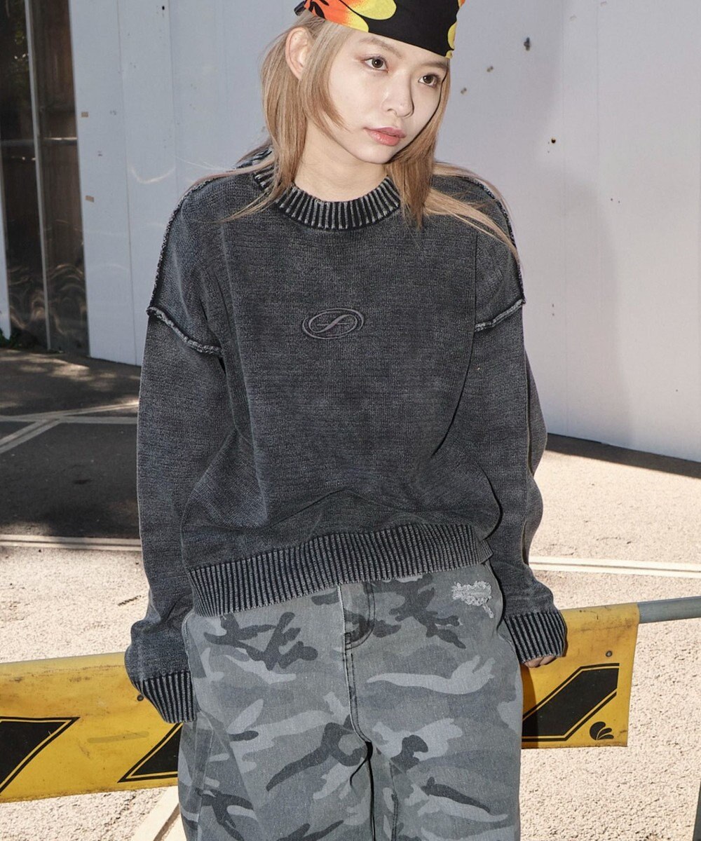 WEGO 【ユニセックス着用ITEM】ピグメントロゴニットプルオーバー 