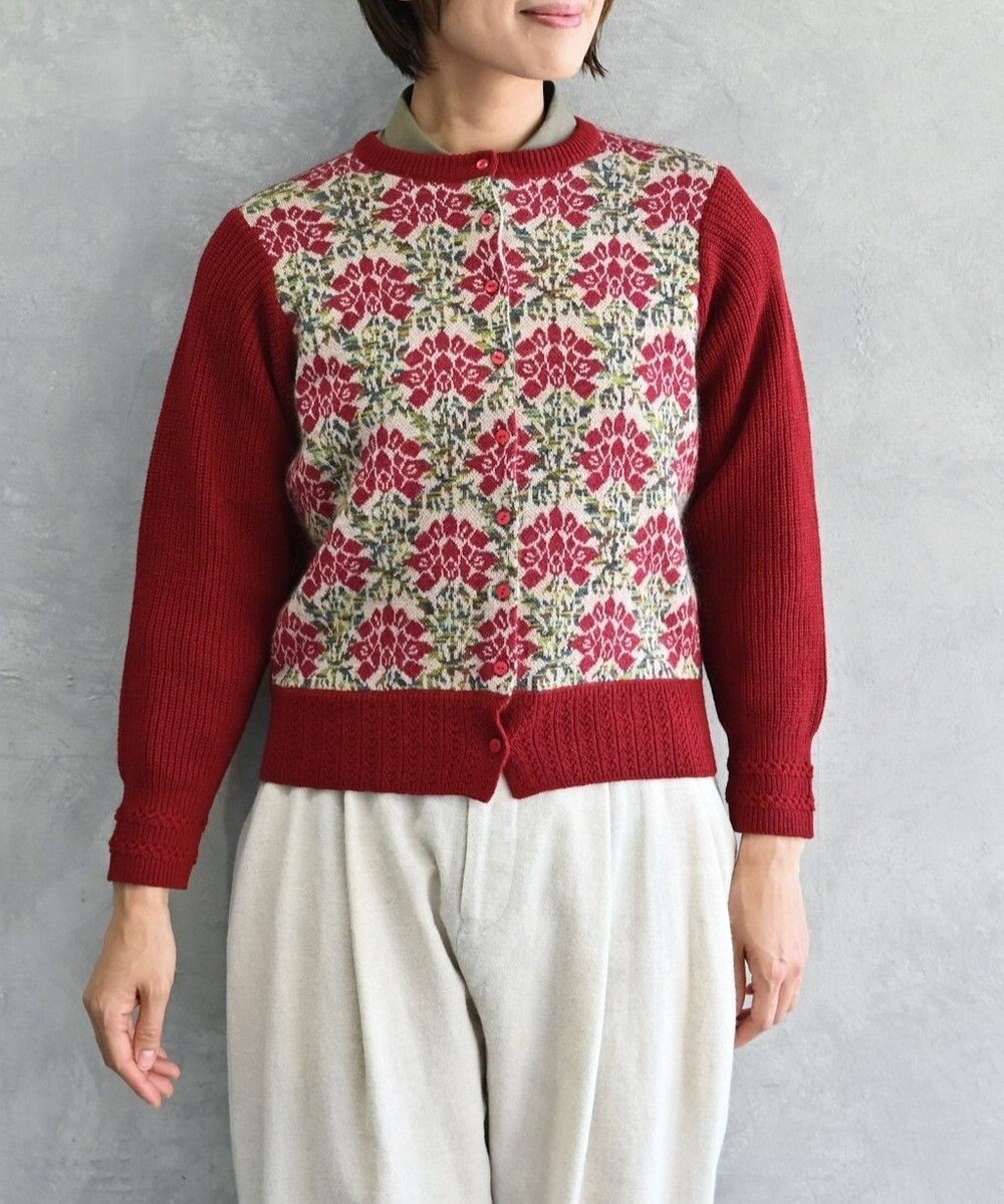 muuc 〈うっとり柔らか上質な極細繊維〉〈前身頃は希少なモヘアとシルク×後ろ身頃はウール100%〉フラワージャカード カーディガン 