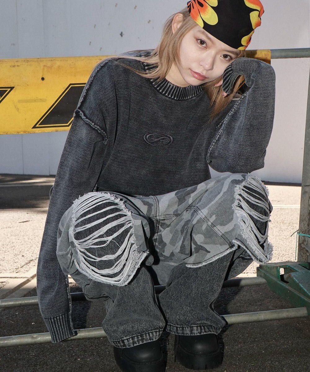 WEGO 【ユニセックス着用ITEM】ピグメントロゴニットプルオーバー 