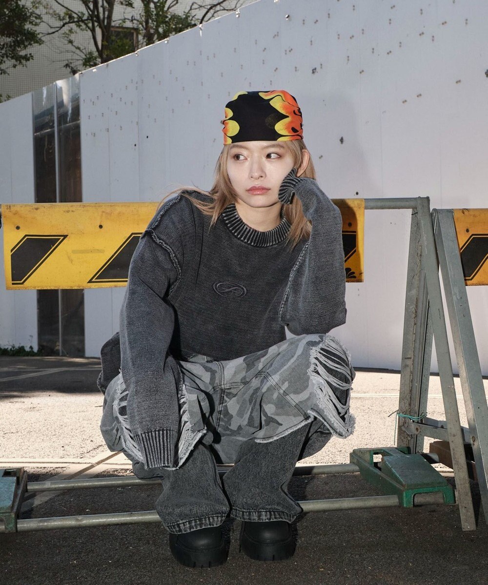 WEGO 【ユニセックス着用ITEM】ピグメントロゴニットプルオーバー 