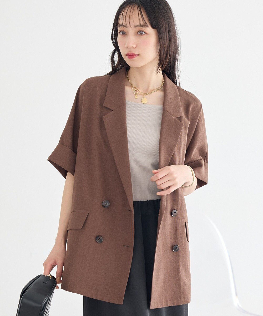 earth music&ecology 【セットアップ対応】リネンライクダブルジャケット 