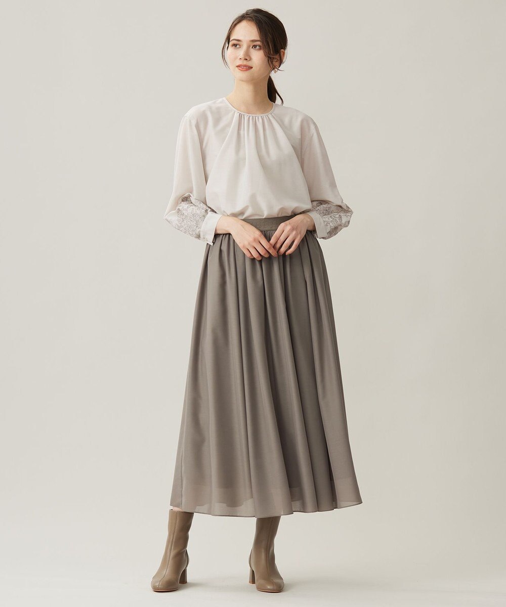 自由区 L 【洗える】シアーエンブロイダリープルオーバー ブラウス 