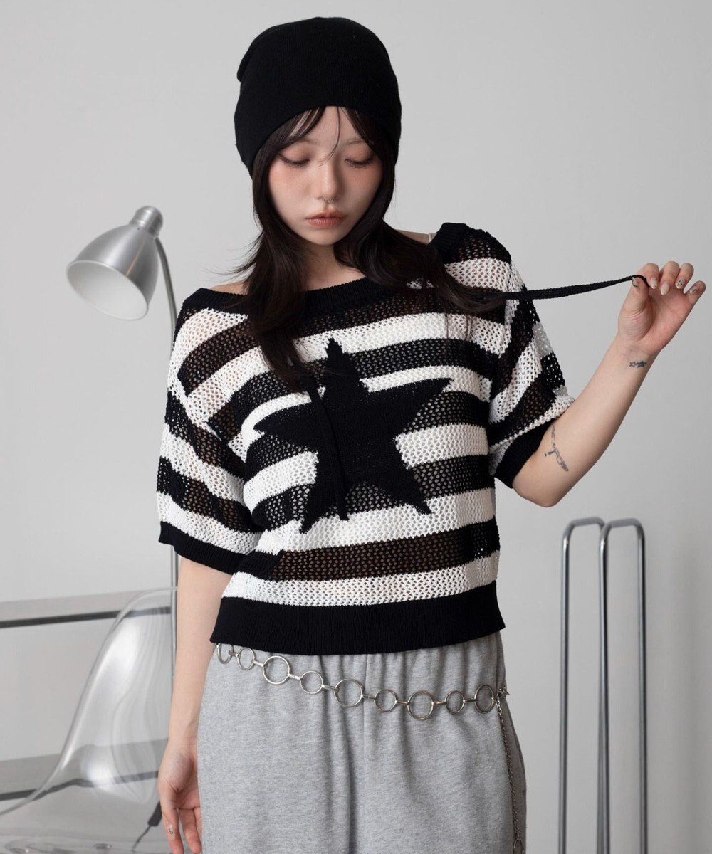 WEGO オフショルメッシュニット（S） 