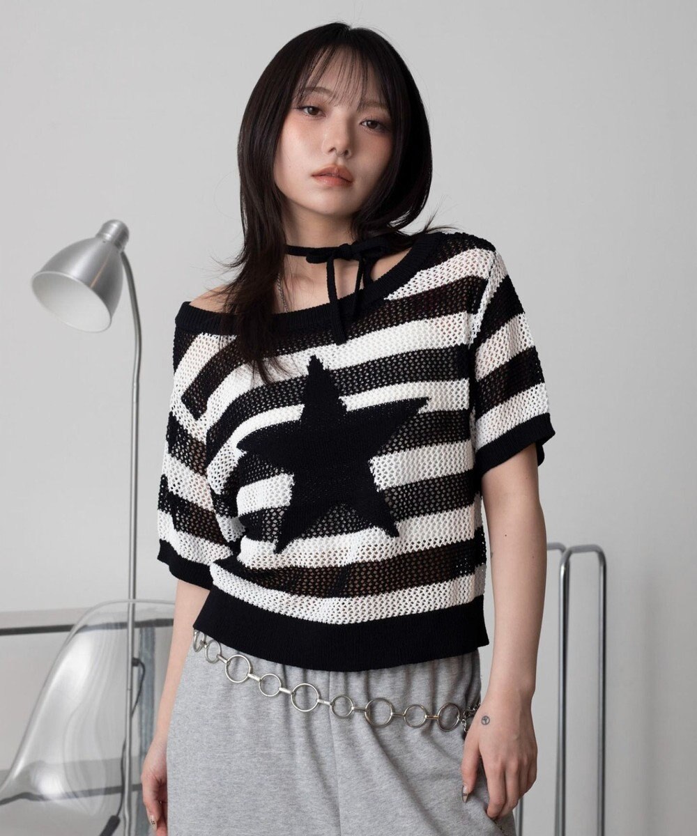 WEGO オフショルメッシュニット（S） 