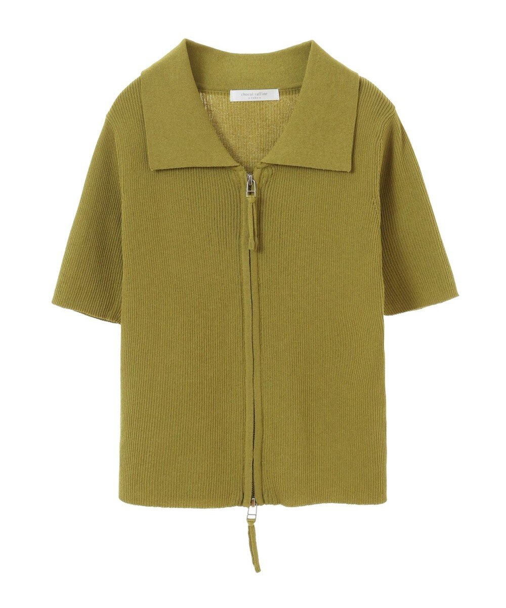 Green Parks ５分袖衿付きＺｉｐプルオーバー 