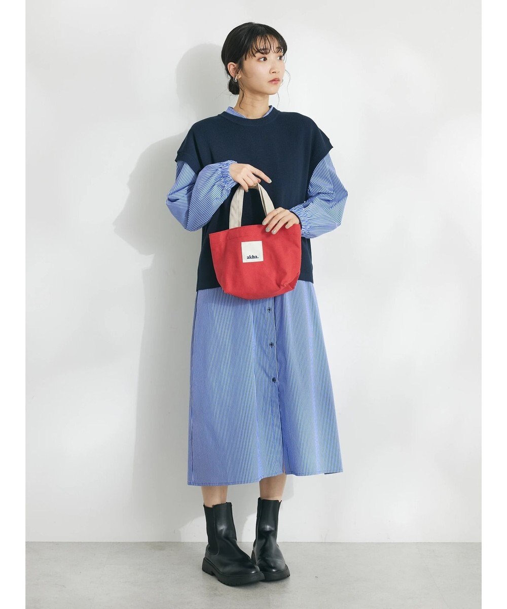 CRAFT STANDARD BOUTIQUE 【洗える】ニットベスト+シャツワンピース-SET 