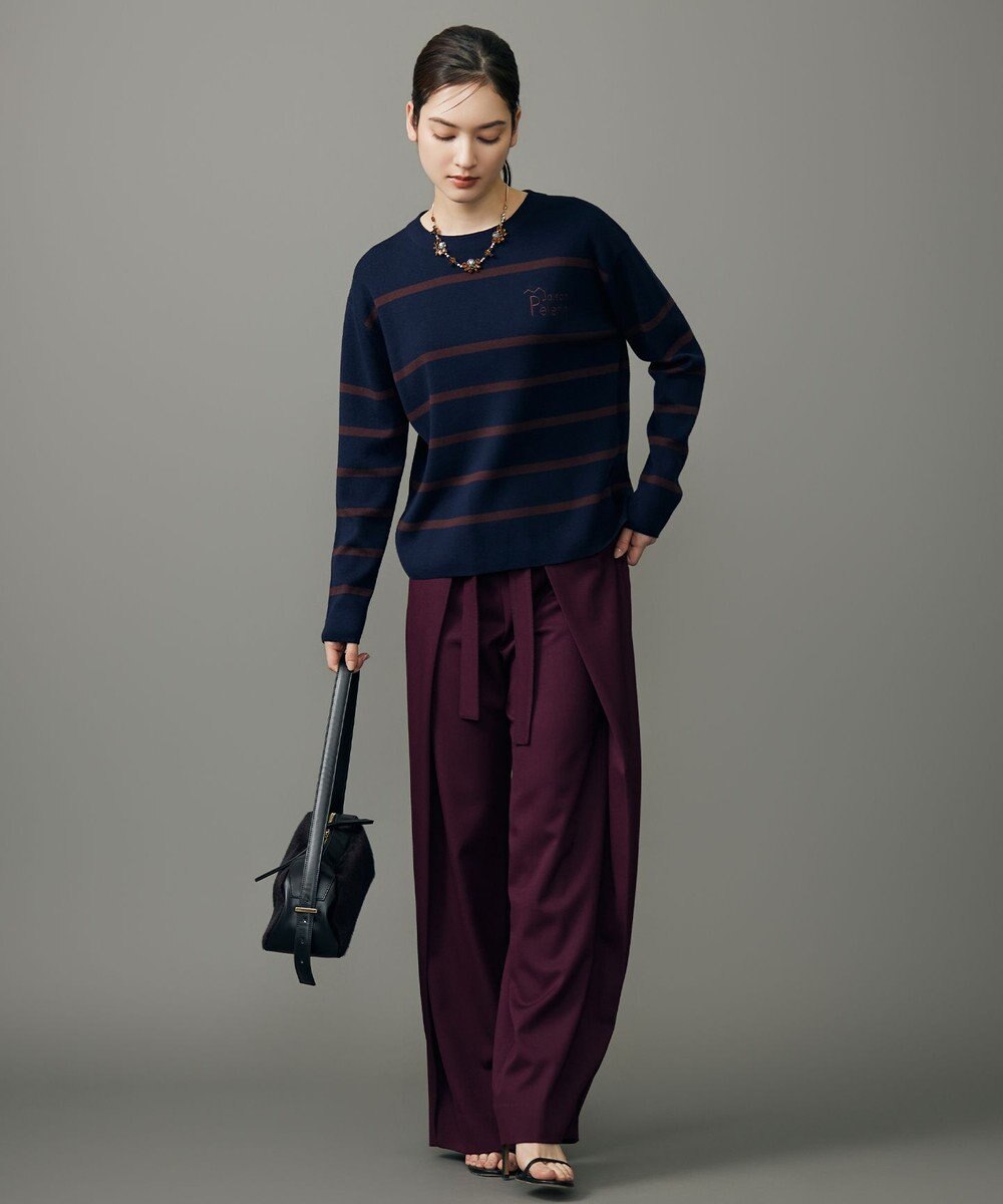 自由区 L コットンウールハイゲージボーダー ニット 